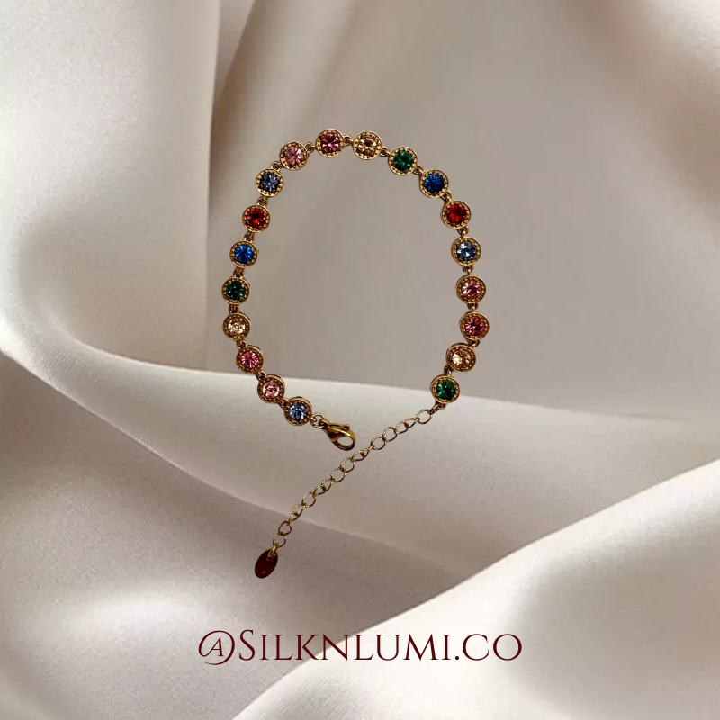 Coloured Zirconia-Stoned Bracelet