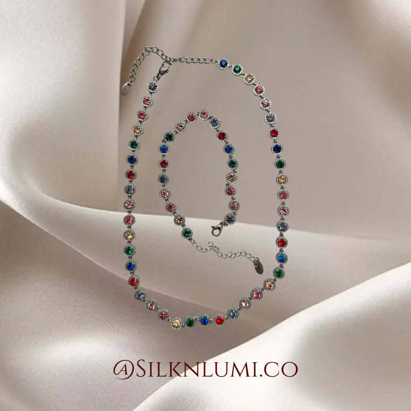 Coloured Zirconia-Stoned Set