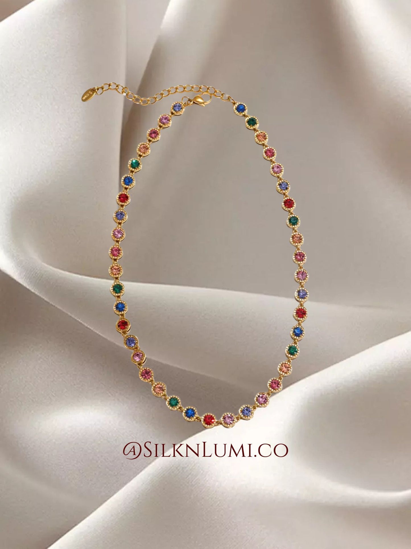 Coloured Zirconia-Stoned Necklace