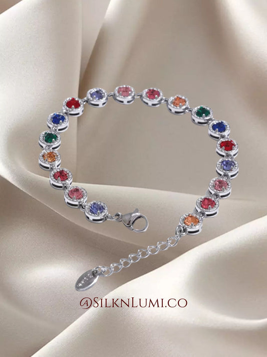 Coloured Zirconia-Stoned Bracelet