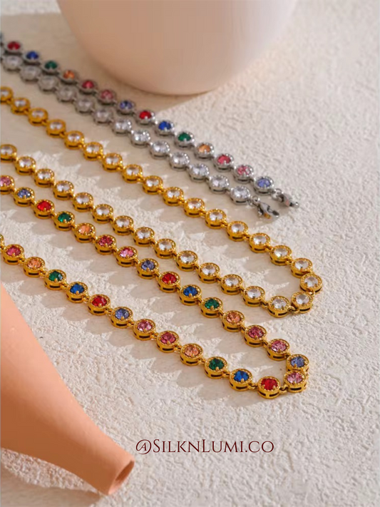 Coloured Zirconia-Stoned Necklace