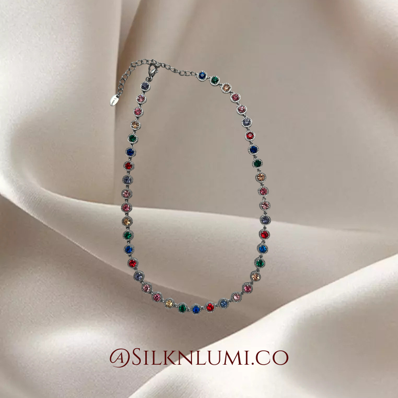 Coloured Zirconia-Stoned Necklace
