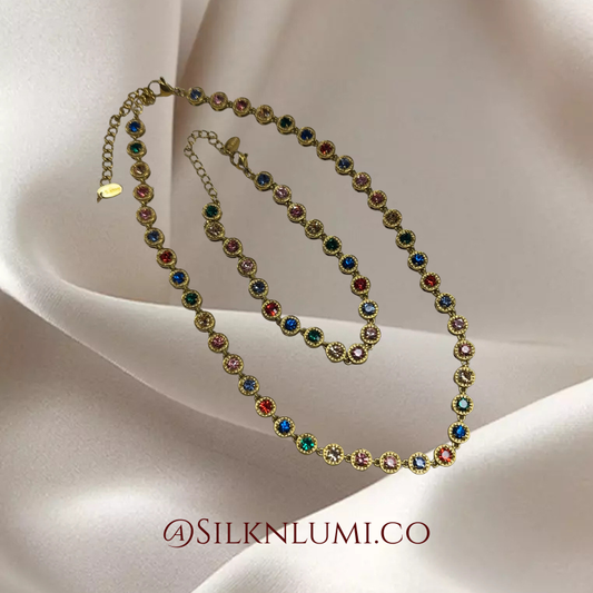 Coloured Zirconia-Stoned Set